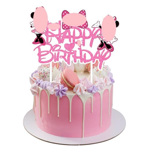 Happy Birthday Cake Topper, Rosa Tortendeko Geburtstag,Cartoon Kuchen Deko Geburtstag Kinder,Happy Birthday Tortenaufleger für Geburtstagsfeier, Babyparty von DHRUTI