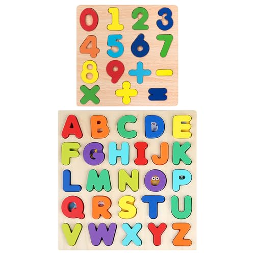 1 Satz Großbuchstaben-Puzzles, 1 Satz Zahlen-Puzzles, Buchstaben-Erkennungspuzzles Für Kinder, Lernbaustein-Spielzeuge, Panel-Puzzles, Dreidimensionale Puzzles, Lernspielzeuge von DHSBGWSX