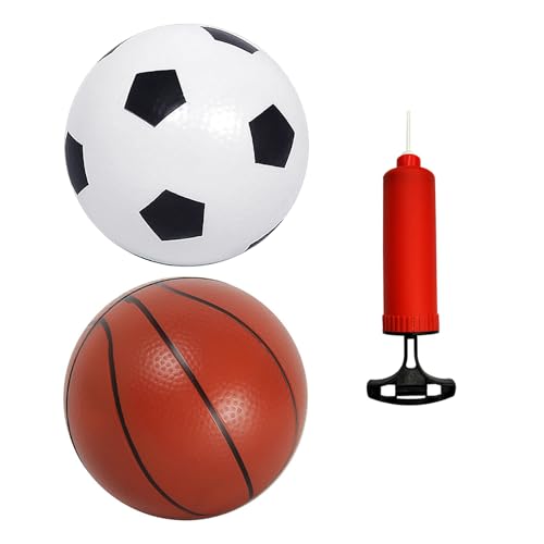 1 Stück aufblasbarer Fußball, 1 Stück aufblasbarer Basketball, 1 Stück Pumpe, kleiner schwarz-weißer Fußball, Handbasketball, Sportfußball für Kinder, Ballgeschenke für Jungen, Sportspielzeug von DHSBGWSX