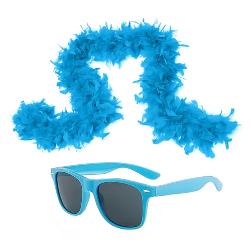 1 Stück Blaue Feder und 1 Stück Blaue Brille, Damen-Maskenkostüm, Accessoires für Frauen, Party-Anziehzubehör, Kostümzubehör für Partys und Cosplay von DHSBGWSX