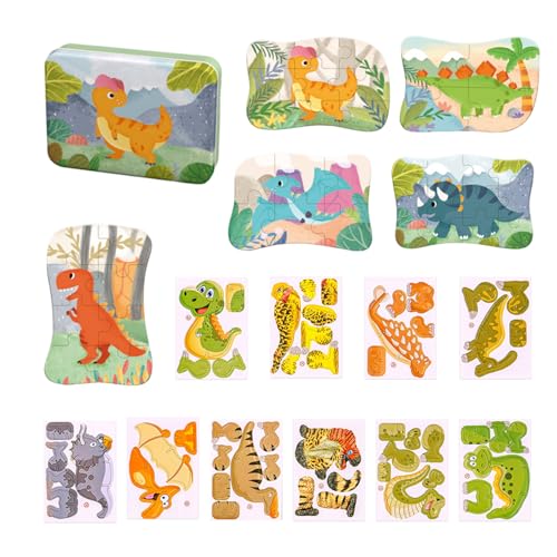 15 Dinosaurier-Puzzles, Kinderpuzzles, pädagogisches Puzzlespielzeug, Brettspiele für die Vorschulerziehung von Kindern, süße Cartoon-Puzzles, Kinderspielzeuggeschenke von DHSBGWSX