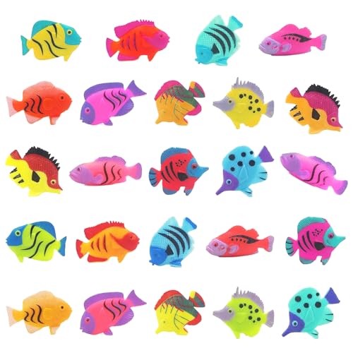 24 Stück Tropische Fische, Dekofische Für Meereslebewesen, Simulierte Meerestiermodelle, Mini-Meeresfische, Kinderspielzeug Aus Weichem Kunststoff, Partyzubehör Zum Thema Strand von DHSBGWSX