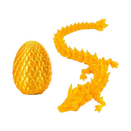 DHSBGWSX 1 Stück goldenes Drachenei, 3D-Gedruckter Drache, 3D-Gedruckter beweglicher Drache, mythisches Fragment-Drachenei, goldenes Ei, 3D-gedrucktes Tier, mythischer Drache und Ei von DHSBGWSX