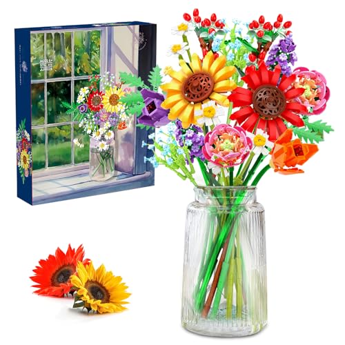 DHSDONLINE Flower Building Block Toys - 976 Pieces Bouquet Construction Toy Sets, 17 Types of Flowers Collection, Creative Valentine's Day, Mother, Women, Girls. No Vase von DHSDONLINE