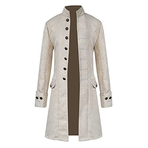 Halloween Herren Gehrock Fasching Halloween Kostüm Frack Mantel Uniform Cosplay Smoking Frack Jacke Erwachsene Oberteile Oversized Party Oberbekleidung for Herren Gehrock Vampir Kostüme（3-White，3XL） von DHYUEN