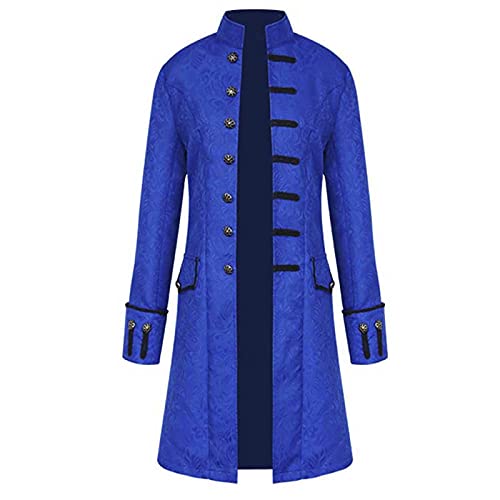 Halloween Herren Kostüm-Outfits Vintage Frack Mantel Uniform Lang Unterteile Oberteile Atmungsaktiver Oberteile Unisex Kostüm-Outfits Erfrischendes Jacke for Herren Party Oberbekleidung（3-Blue，L） von DHYUEN