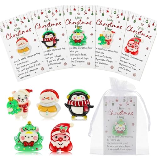 DHliIQQ Kleine Weihnachtsumarmung, Pinguin, Schneemann, Taschenumarmung mit Karten und Karten, Weihnachtsgeschenke, kleine Geschenktüten, 24 Sets von DHliIQQ