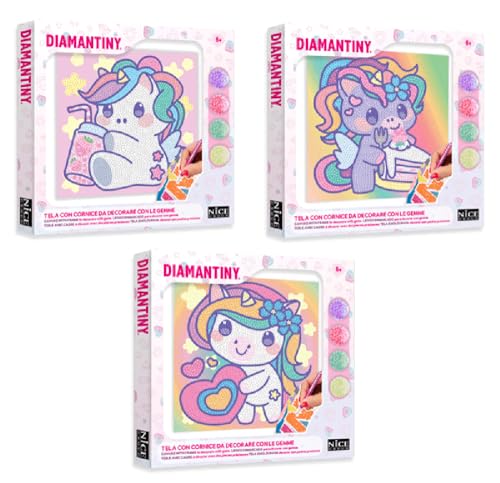 DIAMANTINY 90035 Kawaii Einhorn Kunst Design auf Leinwand Überraschung, Mehrfarbig von DIAMANTINY