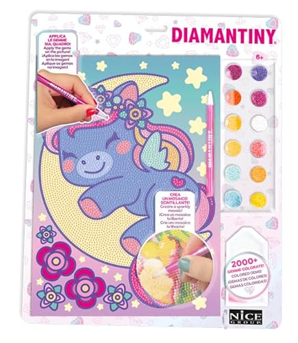 DIAMANTINY Design Art Kawaii Einhorn mit Mond, mehrfarbig, 90019 von DIAMANTINY