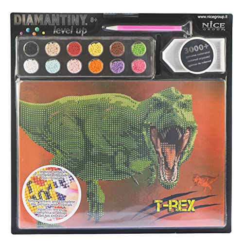 DIAMANTINY Level Up Nice Group Creative Art, Diamond Painting Kit Mosaik, DINOSAURS, T-Rex von DIAMANTINY