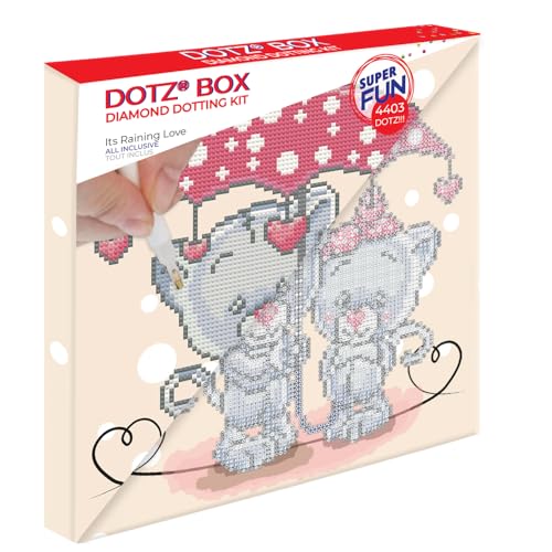 DIAMOND DOTZ DBX.005 - Original 5D Diamond Painting Set Dotz Box Its raining love Katzen, Kreativset mit 4.403 Diamant Mosaiksteinen, Malset ca. 28 x 28 cm, DIY Komplettset für Kinder ab 8 Jahren von DIAMOND DOTZ