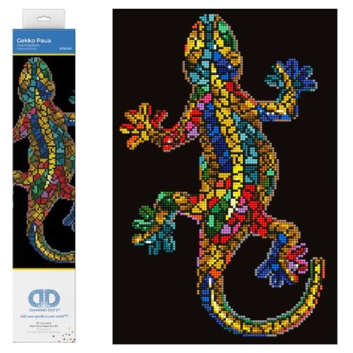 DIAMOND DOTZ DD6.002 - Original 5D Diamond Painting Set Regenbogen Gekko, Kreativset mit 4.958 Diamant Mosaiksteinen, Malset ca. 41 x 27 cm, DIY Komplettset für Erwachsene und Kinder ab 8 Jahren von DIAMOND DOTZ