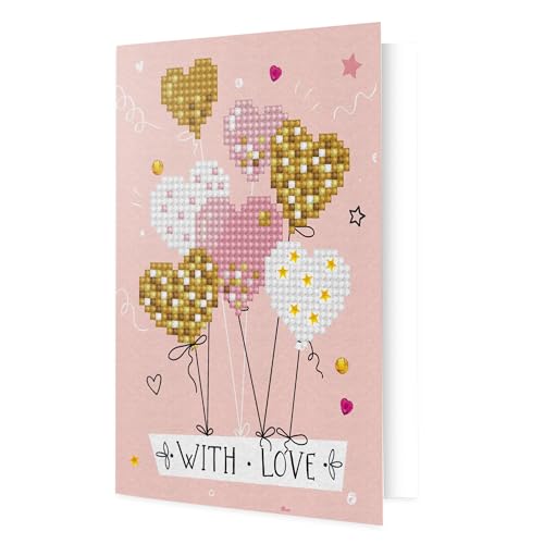 DIAMOND DOTZ DDG.016 - Original Diamond Painting Gru?karte Love Balloons, Postkarte 12,6 x 17,7 cm, Kreativset mit 783 Diamant Mosaiksteinen, DIY Malset f?r Erwachsene und Kinder ab 8 Jahren von DIAMOND DOTZ