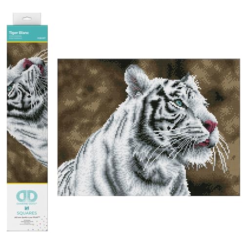 DIAMOND DOTZ DQ8.007 - Original 5D Diamond Painting Squares Set Weißer Tiger, Kreativset mit 17.595 quadratische Diamant Mosaiksteinen, Malset ca. 31 x 41 cm für Erwachsene und Kinder ab 8 Jahren von DIAMOND DOTZ