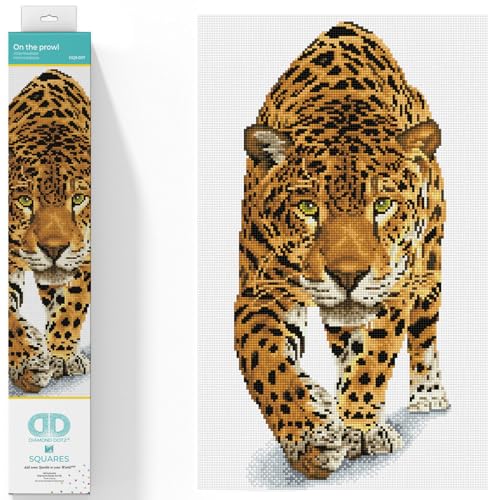 DIAMOND DOTZ DQ9.007 - Original 5D Diamond Painting Squares Set Leopard, Kreativset mit 23.205 quadratische Diamant Mosaiksteinen, Malset ca. 52 x 32 cm für Erwachsene und Kinder ab 8 Jahren von DIAMOND DOTZ