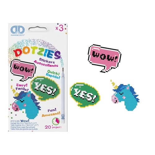 DIAMOND DOTZ DTZ12.020 - Original Diamond Painting Sticker Set mit 3 glitzernden Dotzies Aufklebern, DIY Diamant Einsteiger Komplettset für Kinder ab 8 Jahren, Extra funkelnd, ca. 8,6 x 7,8 cm von DIAMOND DOTZ