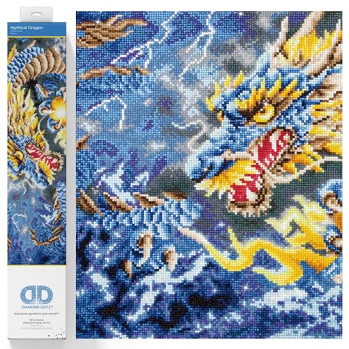 Diamond Dotz DD12-007 Mythischer Drache, ca. 68 x 47 cm groß, Diamond Painting, Malen mit Diamanten, funkelndes Bild zum Selbstgestalten, für Kinder und Erwachsene von DIAMOND DOTZ