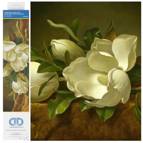 Diamond Dotz DD12-046 Magnolias on gold velvet, ca. 66 x 41 cm groß, Diamond Painting, Malen mit Diamanten, funkelndes Bild zum Selbstgestalten, für Kinder und Erwachsene von DIAMOND DOTZ