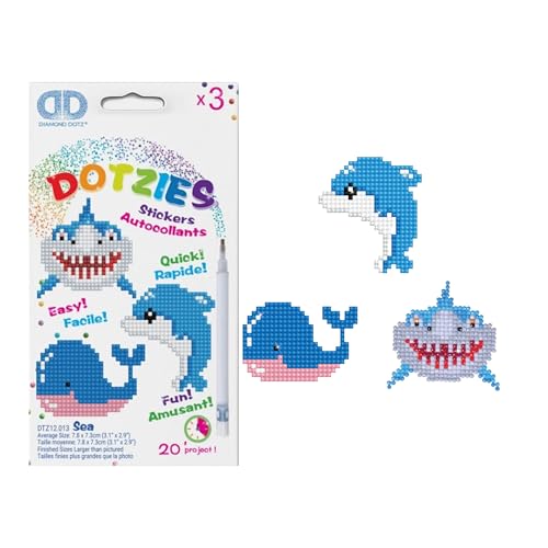 Diamond Dotz DTZ12-013 Diamond Dotzies Sticker Set Fische, 3 glitzernde Aufkleber zum Selbstgestalten und Verzieren, ideal für Kinder und Anfänger von DIAMOND DOTZ