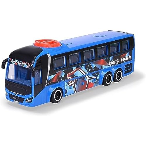 Dickie Toys - Spielzeug-Bus Man (blau) – lenkbarer Reise-Bus (26,5 cm) zum Spielen für Kinder ab 3 Jahren, Spielzeugauto mit Lenkung & Türen zum Öffnen von Dickie Toys