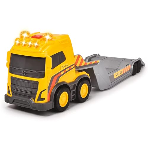 Dickie Toys – Volvo Truck Team – großer Spielzeug-LKW mit Anhänger und Radlader, mit Licht- und Soundeffekten, Freilauf, für Kinder ab 3 Jahren, Gelb von Dickie Toys