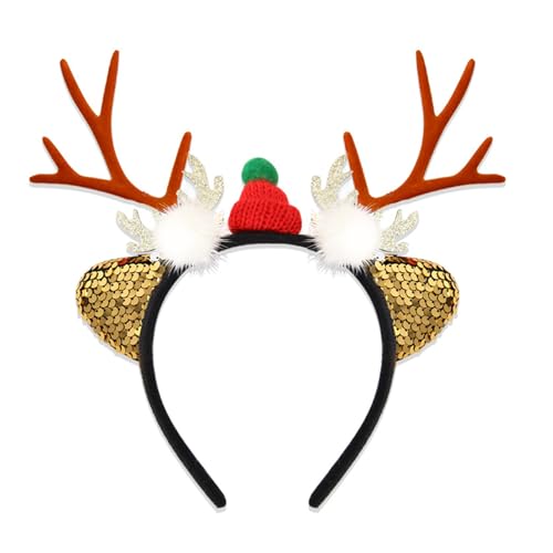 DIDILLX Haarreif mit Rentiergeweih, einzigartiges weißes Rentiergeweih, Stirnband für Weihnachtsmaskeraden und Feiern von DIDILLX