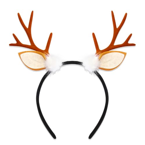 DIDILLX Haarreif mit Rentiergeweih, einzigartiges weißes Rentiergeweih, Stirnband für Weihnachtsmaskeraden und Feiern von DIDILLX