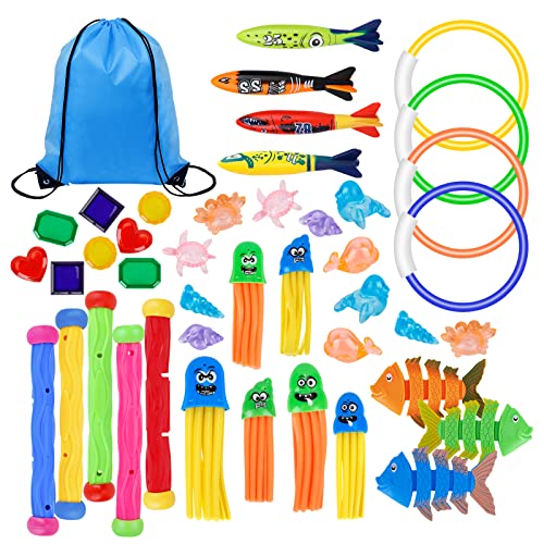 DIDUDE Tauchspielzeug,43PCS Pool Spielzeug Kinder,Pool Tauchspielzeug Set,Unterwasserspielzeug für Kinder,Schwimmspielzeug für Tauchtraining Poolparty Schwimmbad. von ZYZYZK