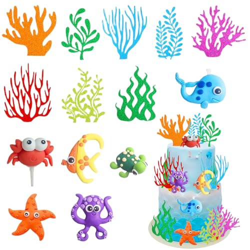 14 PCS Cake Topper Geburtstag, Tortendeko Meerestiere, Cake Topper Meerestiere, Cakes Toppers Ozean, Geeignet für Kindergeburtstage, Meerespartys und Babypartys 14 PCS Cake Topper Geburtstag, Tortendeko Meerestiere, Cake Topper Meerestiere, Cakes Toppers Ozean, Geeignet für Kindergeburtstage, Meerespartys und Babypartys von DIELIANHUA