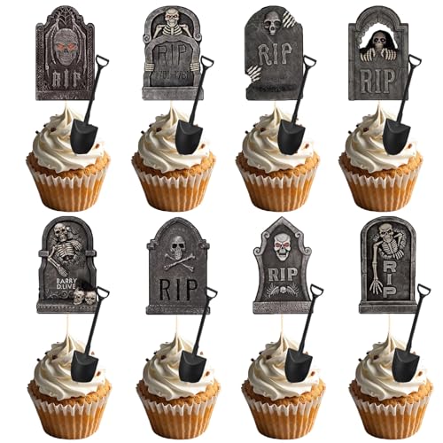 48 Stück Halloween Cupcake Topper, Cupcake Toppers Grabstein, Kuchen Deko, Halloween Cake Topper, Kuchen Topper, Tortendeko für Halloweens, Themenparty, Cosplay 48 Stück Halloween Cupcake Topper, Cupcake Toppers Grabstein, Kuchen Deko, Halloween Cake Topper, Kuchen Topper, Tortendeko für Halloweens, Themenparty, Cosplay von DIELIANHUA