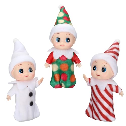 DIELIANHUA 3 Stück Weihnachtself, Weihnachtselfen Figuren Mini Elfen, Weihnachten Elfen Puppe, Weihnachtswichtel Figuren, Elfen Figuren Weihnachten für Jungen und Mädchen von DIELIANHUA