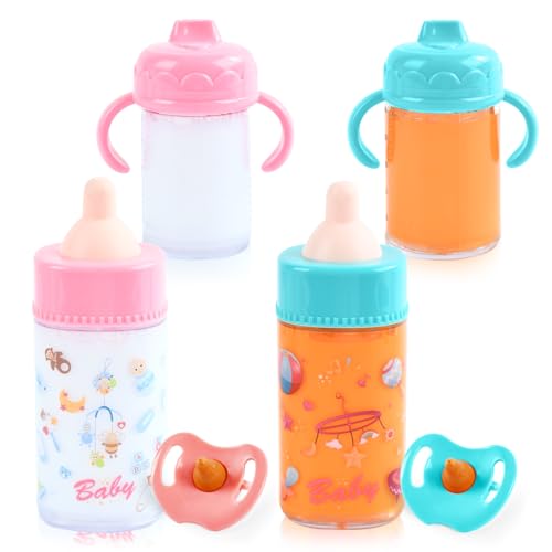 DIELIANHUA Puppenzubehör, 4 Stück Magische Flasche mit 2 Stück Puppenschnuller, Magie Puppenzubehör, Puppenflasche mit Milch, Puppe Zubehör, Geschenk für Kinder ab 3 Jahre DIELIANHUA Puppenzubehör, 4 Stück Magische Flasche mit 2 Stück Puppenschnuller, Magie Puppenzubehör, Puppenflasche mit Milch, Puppe Zubehör, Geschenk für Kinder ab 3 Jahre von DIELIANHUA