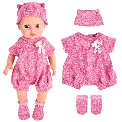 Puppenkleidung 35-43 cm, Kleidung Outfits für Baby Puppen, Puppenkleidung, Baby Puppe Kleidung mit Baby Langarm Bodys, Mantel, Socken von DIELIANHUA