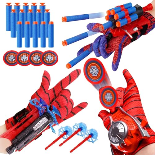 DIELOVEHUA Launcher Handschuh, 3 Set Spider Launcher Handschuh, Spider Launcher, Handgelenk Spielzeug Set, Kids Spider Hero Handschuhe, Spider Web Shooter, Lernspielzeug für Kinder von DIELOVEHUA