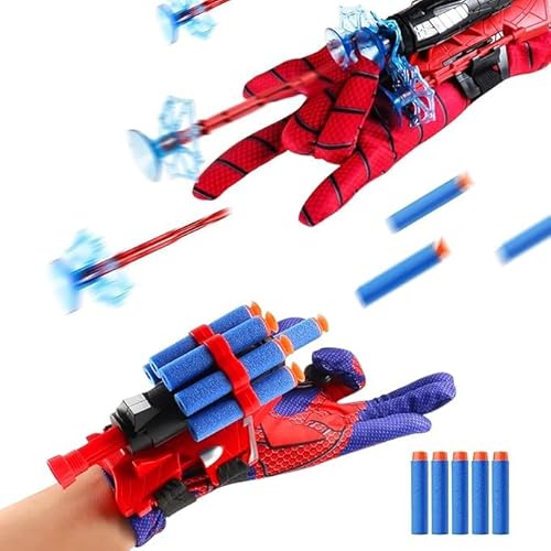 DIELOVEHUA Launcher Handschuh, 2 Set Spider Launcher Handschuh, Spider Launcher, Handgelenk Spielzeug Set, Kids Spider Hero Handschuhe, Spider Web Shooter, Lernspielzeug für Kinder von DIELOVEHUA