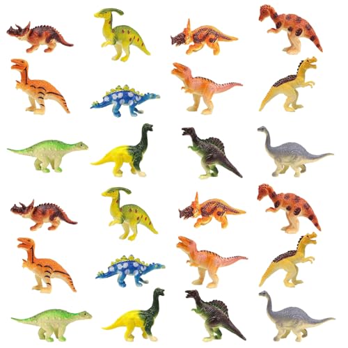 24 Stück Mini Dinosaurier Figuren, Dinosaurier Figuren Spielzeug, Kleine Dinosaurier Figuren, Dinosaurier Spielzeug Set, Dinosaurier Spielzeug, für Jungen Mädchen Kindergeburtstag, Party Deko von DIELOVEHUA