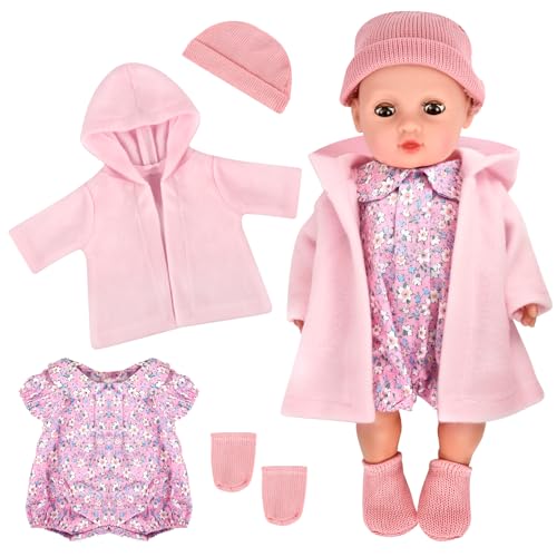 Puppenkleidung, Kleidung Outfits für Baby Puppen, Baby Puppe Kleidung, Puppenkleidung Set, Puppe Zubehör für 43-48 cm Puppen, Baby Langarm Bodys, Hut, Socken, Mantel von DIELOVEHUA