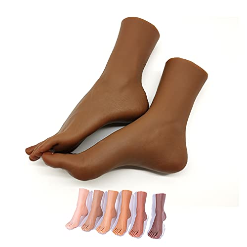 DIGNIFE Silikon-Fußmodell, 6 Farbe Naturgetreue Fuß Modell Zeigt Mannequin-Schuh trifft Maniküre Zeichnung Skizze Braun Schwarz Taupe Brown Skin(All Bone Color 1,Left Foot) von DIGNIFE