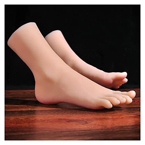 Silikon-Fußmodell, Fuß Modell Schaufensterpuppe Weibliche Männchen Gefälschte Nagel Silikon LifeSize Weibliche Fuß Modell Massage Praxis Display Gummi TPE. Kunststoff(Wheat Toes No bone,One pair of fe von DIGNIFE