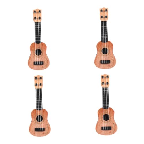 4 Stück Mini-Ukulele Kleine Ukulele Für Kinder Ukelele Für Kinder Gitarren-Instrument-Modell Simulations-Ukulele Spielzeuggitarre Für Kleinkinder Kinder-Ukulele Light Brown Plastik DIKACA von DIKACA