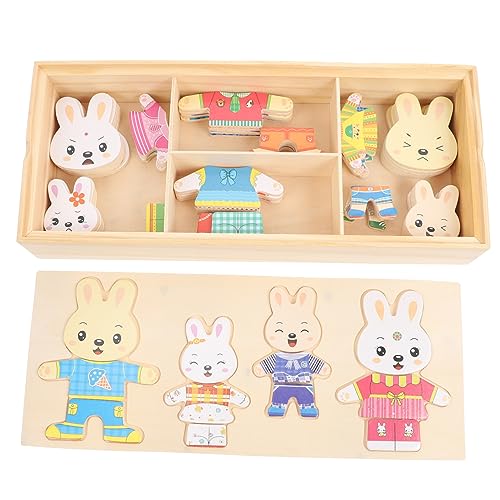 DIKACA 1 Satz Ankleide-Puzzle Kinderspielzeug Rätsel Rätsel Kinderrätsel Tier Puzzles Pädagogische Puzzles Cartoon-tierpuzzle Aus Holz Tierpuzzle- Holz von DIKACA