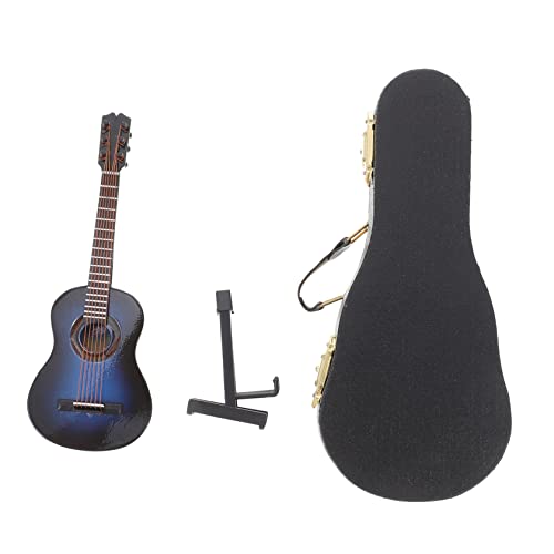 DIKACA 1 Satz Gitarrenmodell Klaviermodellspielzeug Herstellung Bausätze Stand Ornamente wohnaccessoires Holzgitarren-Dekoration weihnachtsdeko Puppenhaus Gitarre Desktop-Ornament Blue von DIKACA