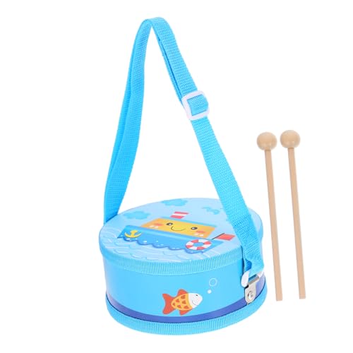 DIKACA 1 Satz Hüfttrommelspielzeug Für Kinder Sensorisches Spielzeug Babyspielzeug Musikalische Handtrommel Percussion-Instrument Für Handtrommeln Performance-Trommel Holz Sky-Blue von DIKACA