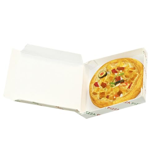 DIKACA 1 Satz Minipizza Mit Schachtel Puppenhaus-Food-Modell Machen Sie Es Mini-Essen Kochutensilien Für Puppenstuben Puppenhaus-küchenzubehör Mini-Pizza Harzhandwerk Papier von DIKACA