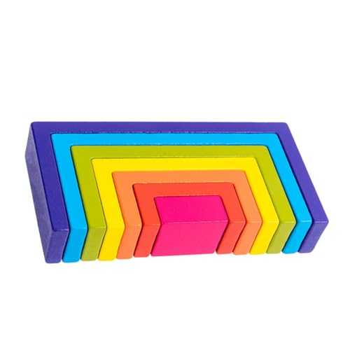 DIKACA 1 Satz Quadratische Regenbogen-bausteine Bausteine ​​Bauen Kindergartenbedarf Geometrischer Block Hölzern Colorful von DIKACA