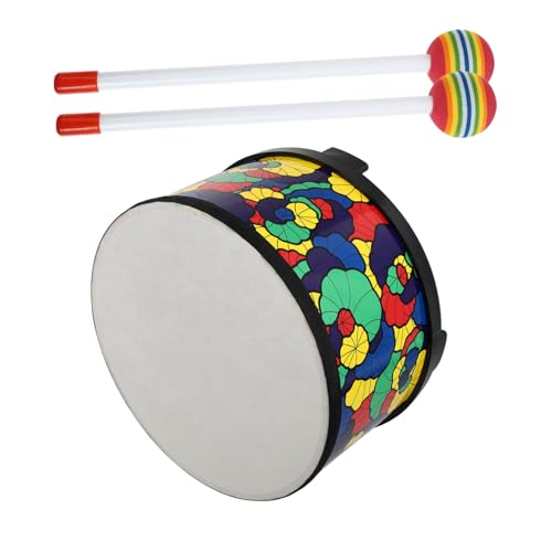 DIKACA 1 Satz Spielzeugtrommel Rassel Kinderspielzeug Rhythmus-Schlagzeug kinderinstrumente Kinder musikinstrumente Toys Instrumentenspielzeug Schlagtrommel aus Holz hölzern Colorful von DIKACA