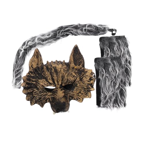 DIKACA 1 Satz Werwolf-Anzug halloween-maske Zubehör für Tierkostüme Wolf-Cosplay- Therische Maske Wolf-Cosplay-Maske Cosplay- -Dekor Performance-Handschuhe Baumwolle von DIKACA