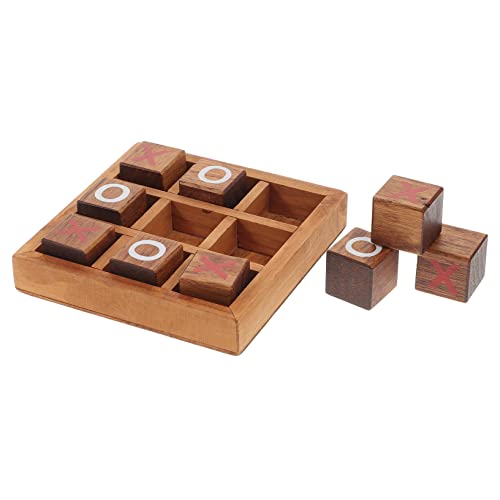 DIKACA 1 Satz Xo Schach Kinderspielzeug Hinweise Kleinkinder Spiele Tablette Teaser Puzzle Problem Planke Block Karte Rätsel Zappeln Kleinkind Schachbrett Holz Coffee von DIKACA