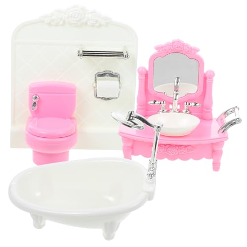 DIKACA Miniatur Badezimmer Set Für Puppenhaus Waschbecken Toilette Und Badewanne 1 Set Zufälliger Farbe Puppenzubehör Für Kreatives Und Rollenspiele von DIKACA