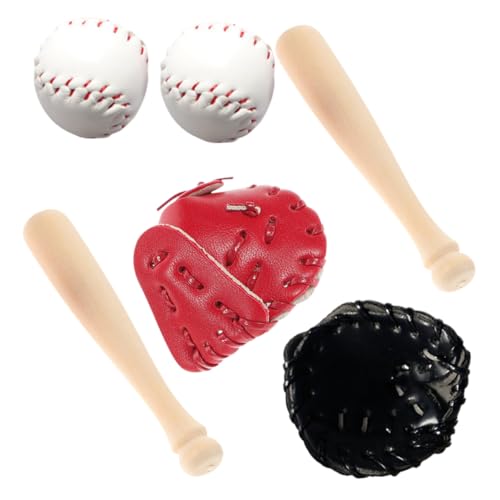 DIKACA 1 Set Baseball Modell Softballhandschuh Hüpfbälle Spiele Im Freien Baseballschläger Griffband Miniatur Baseballschläger Golfbälle Massiver Baseballschläger Puppenhaus von DIKACA